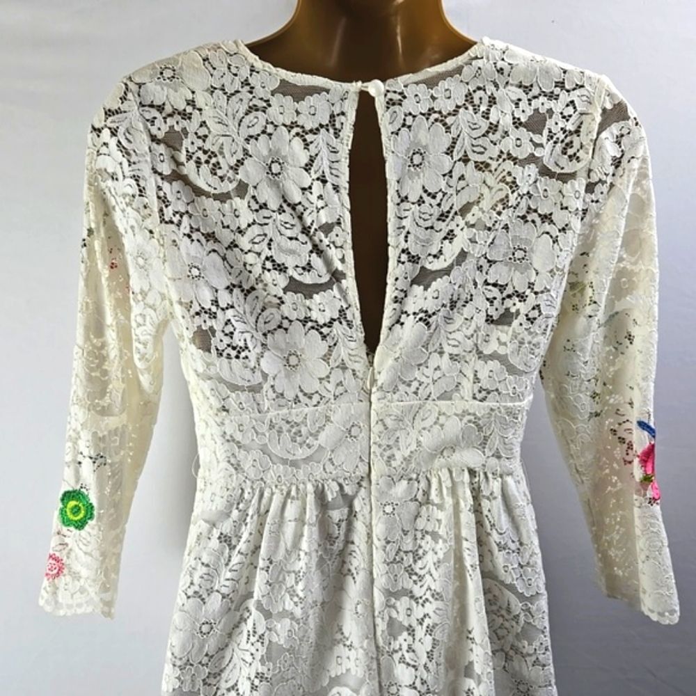 Tracy Reese x Anthropologie Adeline‎ White Lace Embroidered Mini Dress Sz 0P NWT - Picture 5 of 12